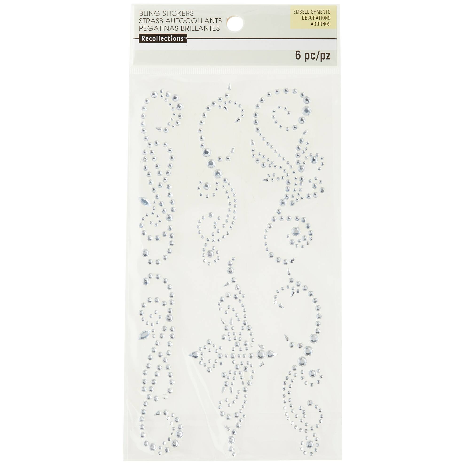 12 Packs: 6 ct. (72 total) Clear Flourish Adhesive Rhinestones by Recollections™